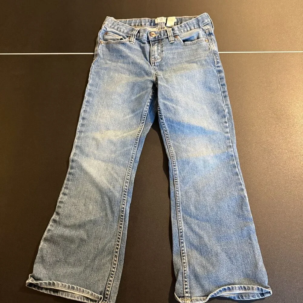 Vtg BONGO Girls 4T Jeans Y2K Boho Embroidered Pockets Flare Denim Elastic Waist